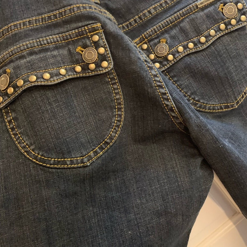 NWOT⭐️LIMITED EDITION AUTHENTIC Y2K MICHEAL KORS STUDDED DARKWASH FLARE JEANS 4P - Picture 2 of 9